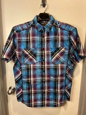 Helix Men's Button Up Plaid Short Sleeve Shirt Size L - Image 1 of 4