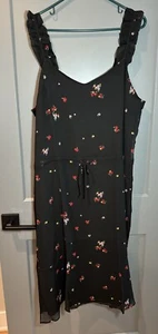 Womens Floral Ruffle Strap Dress Size XXL Black Red - Picture 1 of 8