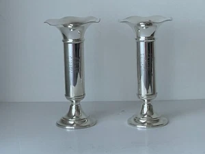 FABULOUS VINTAGE SILVER PLATED EPNS PARE BUD VASES TULIP SHAPE IMPERIAL C 1930'S - Picture 1 of 14