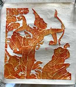 Tempio Cambogiano Rialzato Angkor Wat Strofinare HUNTER 19x19 Thai Buddista ReliefArt - Foto 1 di 15