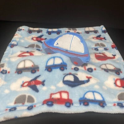 Manta de seguridad Manhattan niños azul coche bebé Lovey rojo helicópteros aviones impresión Foto 1 de 4