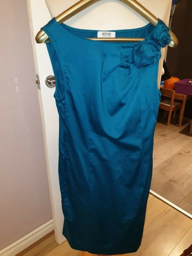 SUPERBO ABITO DA DONNA DESIGNER MOSCHINO MISTO COTONE UK 8 PREZZO AL PUBBLICO £ 249 00