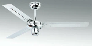 Industrial style indoor ceiling fan with pull cord ZEPHYR Gloss Chrome 122cm 48" - Picture 1 of 8