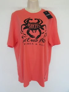 CHAPS MEN L orange crab bar cotton short sleeve NAUTICAL T-SHIRT NWT - Picture 1 of 4