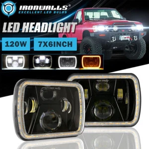 Par de faros LED DRL de haz alto bajo DRL de 7x6 pulgadas para camioneta Toyota - Imagen 1 de 12