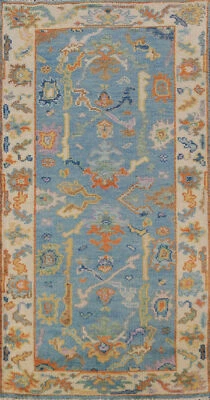 Elegant Handwoven Oushak Indian Accent Rug Oriental Carpet 3x6 ft - Image 1 of 4