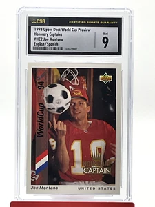 1993 Upper Deck World Cup Preview Joe Montana #HC2 Honorary Captains CSG 9 - Picture 1 of 2