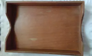 Vintage Desk Organizer Dovetailed Wood In Out Box Letter Tray - Picture 1 of 4