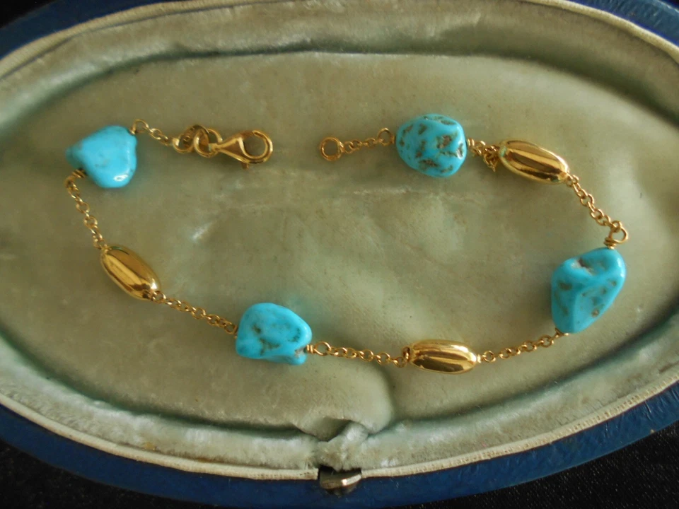 750 er GG   ARMBAND MIT TUERKIS STEINE - 5,99 gr. - Bild 1 von 1