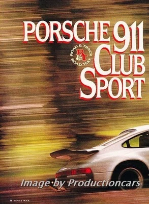 1988 Porsche 911 Club Sport Original Car Review Report Print Article J777 Foto 1 de 3