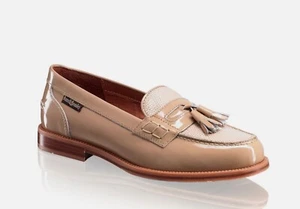 Russell & Bromley Beige Nude Patent Keeler Loafers Shoes Size 40 EU 7 UK VGC - Picture 1 of 17