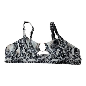 SHEIN Bikini Top Womens Medium Black White Python Snakeskin Boho Wireless Swim - Imagen 1 de 7