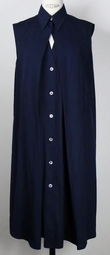 HERMÈS Abito camicia smanicato a strati HERMES blu navy 100% cotone taglia 36 donna