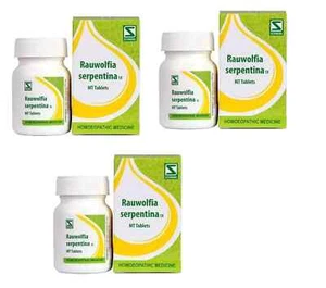 Pack of 3 Rauwolfia Serpentina 1X 20gm Tablet Manage Blood Pressure, Anxiety, - Picture 1 of 4