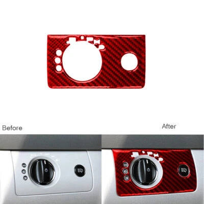 Tapicería de interruptor de faros de fibra de carbono roja para Mercedes-Benz Clase M ML350 2006-2011 Foto 1 de 4