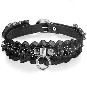 Damen Gothic Retro Spitze Punkte Halskette Leder O-Ring Kragen Halskette verstellbar - Bild 1 von 8