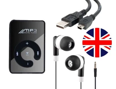 Portable Digital MP3 Music Player  with Earphones and Recharging Cable Bundle - Image 1 of 4