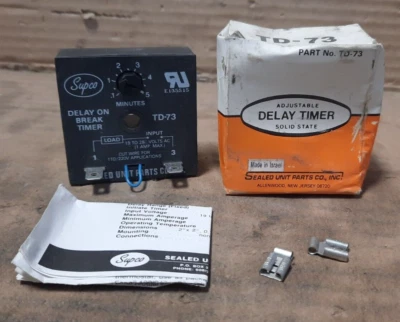 SEALED UNIT PARTS  #TD-73  ADJUSTABLE SOLID STATE DELAY TIMER (.1 TO 5 MIN) D156 - Image 1 of 4