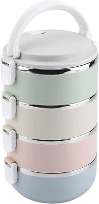 4Tier Stainless Steel Insulated Lunch Box Container Thermos Soup and Hot Food UK - Image 1 of 4