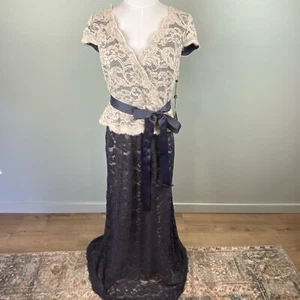 NWT Adrianna Papell Lace Faux Wrap Peplum Formal Gown size 12 - Picture 1 of 11