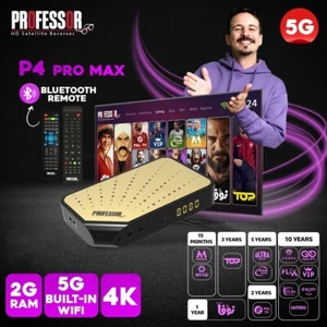 Receptor de satélite PROFESSOR P4 PRO MAX 5G 4K 2G RAM TV Box 10y رسيفر بروفيسور - Imagen 1 de 1