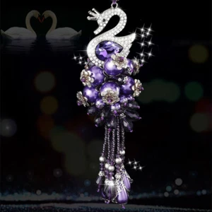Car Pendant Diamond Purple Swan View Mirror Charm Hanging Rear Decor Accessorie - Picture 1 of 4
