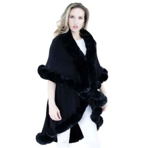 Luxurious Elegant Black Cape for Special Occasions  Cozy Warm Sophisticated Oute - Picture 1 of 4
