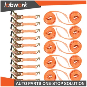 Labwork Heavy Duty Tie Down Ratchet Straps With J Hook 10 Pcs 1.5" x 15' 4000lbs - Picture 1 of 21