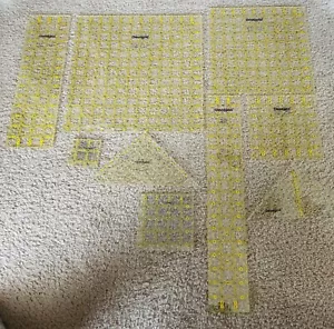 9 Omnigrid Rulers 2.5”, 6”/8” Triangles, 3”x18”, 4”x16”, 4.5”/6”/9.5”/12” Square - Picture 1 of 10