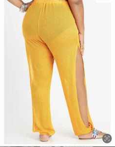 Kaktus Cover Up Pants Women 4X Mesh Harem Swim Net Yellow Airy Boho Made in USA - Picture 1 of 23