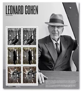 qq. LEONARD COHEN = Músico = Minishoja de 6 sellos - las 4 tarifas Canadá 2019 - Imagen 1 de 1