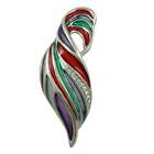 Colorful Enamel and Crystal Wave Brooch Pin - PRF713
