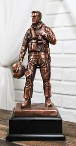 Air Force Airman Aircraft Carrier Fighter Jet Pilot Bronzed Statue With Base 11" - Picture 1 of 8