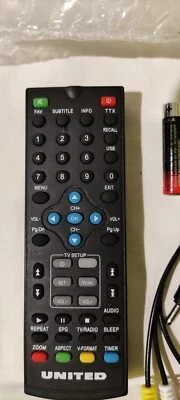 Telecomando Originale per Decoder UNITED DVBH 1800 con Alimentatore - Immagine 1 di 3