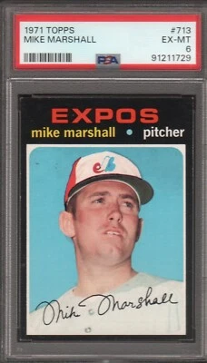 1971 Topps #713 Mike Marshall PSA 6 (EX-MT) - Image 1 of 2