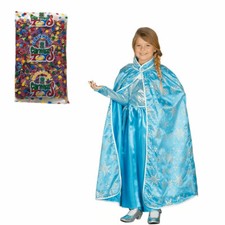 Set Mantello Azzurro Coriandoli Principessa Elsa Regina Ghiaccio Frozen Bambina