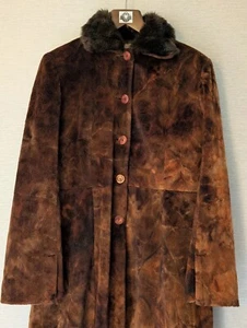 Sandro vintage brown panelled teddy long coat. Ladies medium. OT311 - Picture 1 of 11