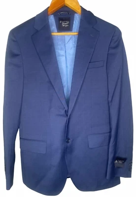PENGUIN Solid Stretchy Slim Fit Two Button Wool Blend Sport Blazer Size 36R Blue - Image 1 of 4