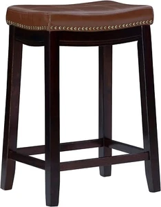 New Linon Home Décor Claridge 26" Wood Counter Stool In Cognac Brown - Picture 1 of 6