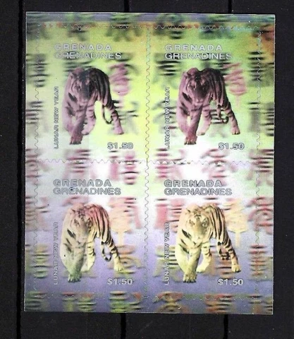 Grenadines 1998 - Lunar New Year Of The Tiger - Hologram Sheet of 4 - MNH Cover