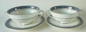 Royal Doulton Sherbrooke Soup Coupes / Bowls and Plates x 2
