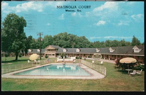 MACON GA Magnolia Court Motel & Restaurant Vtg Postcard - Picture 1 of 1
