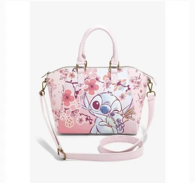 Loungefly Disney Lilo & Stitch Purse Satchel Cherry Blossoms Stitch & Scrump new - Image 1 of 4