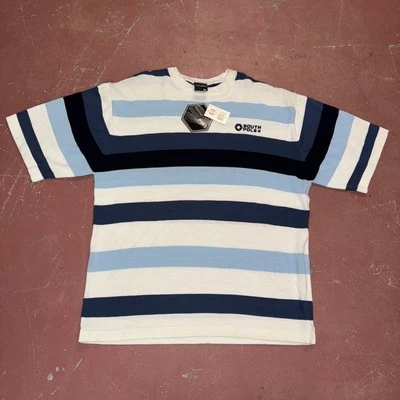 全新无标签复古 Y2K 90 年代南极条纹丙烯酸 T 恤 Xl Streetwear 说唱嘻哈 — 第 1/4 张图片