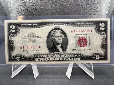 1963 USA $2 TREASURY NOTE RED SEAL - SN # 14302235A - Image 1 of 4