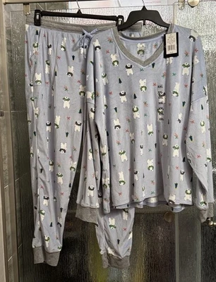 Cuddl Duds Mismatch Pajama Set XXL Top 28” P2P XL Bottoms 36x29 Ladies Orig $35 - Image 1 of 4