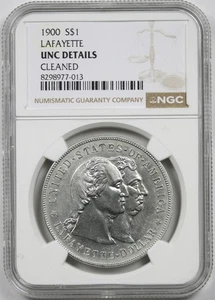 1900 Lafayette $1 NGC UNC Details Early Silver Commemorative Dollar - Picture 1 of 4