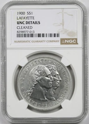 1900 Lafayette $1 NGC UNC Details Early Silver Commemorative Dollar - Image 1 of 4