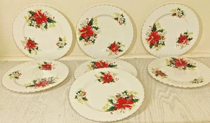 Vintage 1976 Royal Albert Bone China Set 7 Weihnachtsstern Salatteller 8" 1/4 - Bild 1 von 10