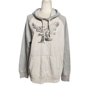 Vintage American Eagle Hoodie Herren Größe Large grau Big Eagle Print Y2k Pullover - Bild 1 von 11